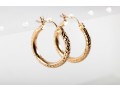 14k Yellow Gold Textured Hoop Earrings