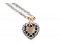 14k Yellow And White Gold Sapphire And Diamond Heart Pendant Necklace