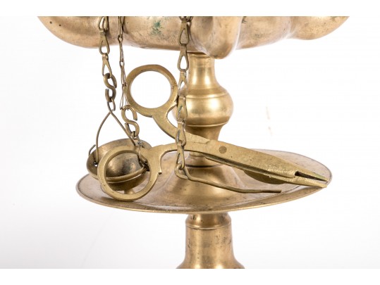 19th Century Brass Lucerne Oil Lamp