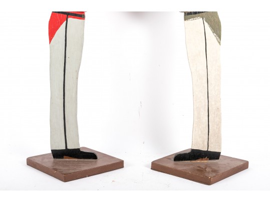 Vintage Painted Wood And Metal Bellhop Figures