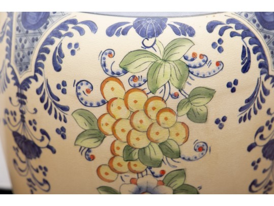 Lovely Ceramic Blue And Yellow Floral Floor Vase