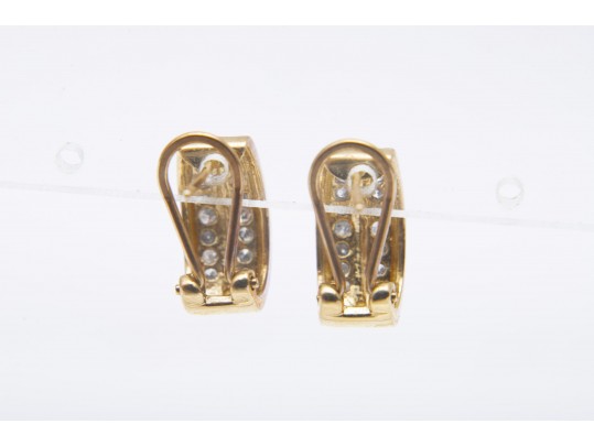 14k Gold Diamond Huggie Earrings