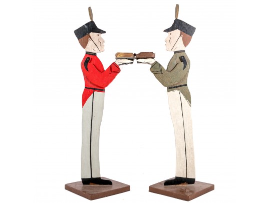 Vintage Painted Wood And Metal Bellhop Figures