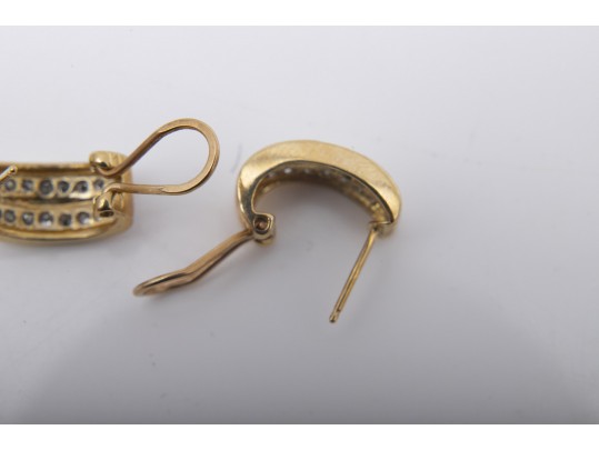 14k Gold Diamond Huggie Earrings