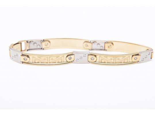 14k Yellow And White Gold CZ Bracelet