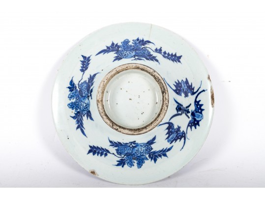 Aged Chinese Ceramic Bowl With Bat Motifs