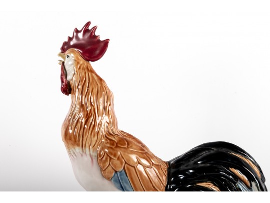 Wonderful Majolica-Style Ceramic Rooster