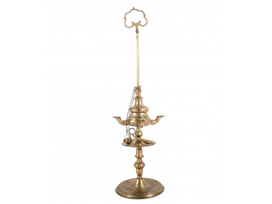 19th Century Brass Lucerne Oil Lamp