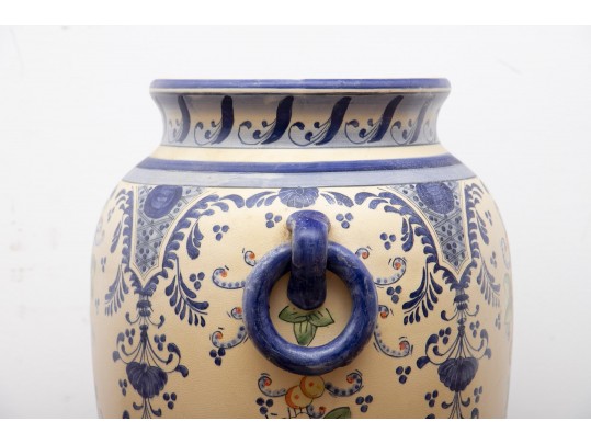 Lovely Ceramic Blue And Yellow Floral Floor Vase
