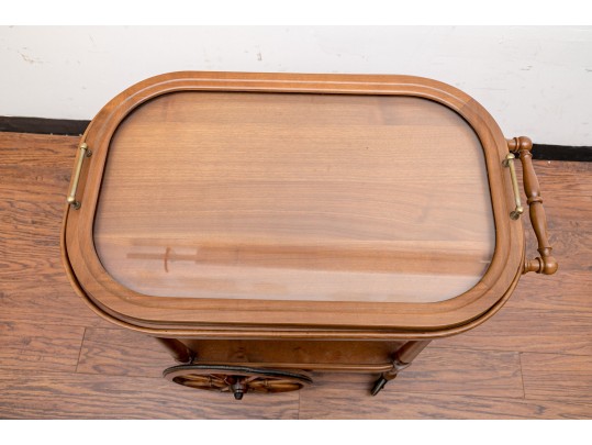 Farmhouse Chic Vintage Tray-Top Bar/Tea Cart