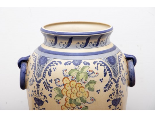 Lovely Ceramic Blue And Yellow Floral Floor Vase