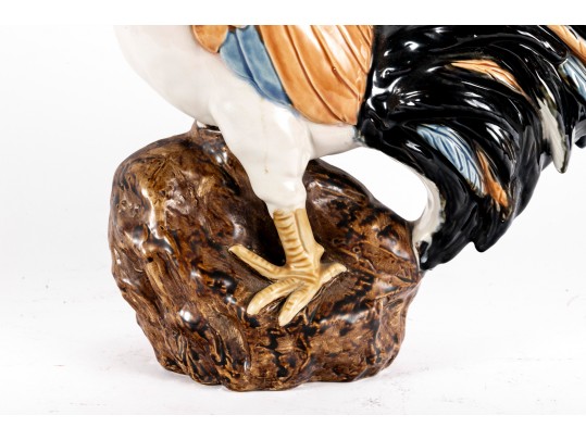 Wonderful Majolica-Style Ceramic Rooster