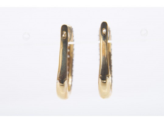 14k Yellow Gold Diamond Hoop Earrings
