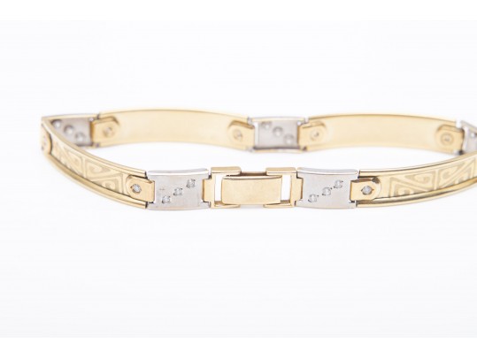 14k Yellow And White Gold CZ Bracelet