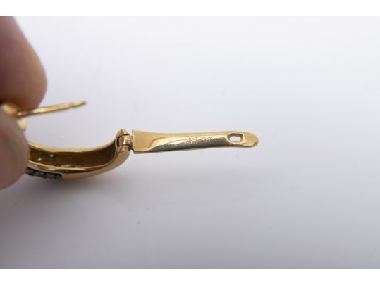 14k Yellow Gold Diamond Hoop Earrings