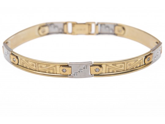 14k Yellow And White Gold CZ Bracelet
