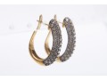 14k Yellow Gold Diamond Hoop Earrings