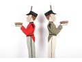 Vintage Painted Wood And Metal Bellhop Figures