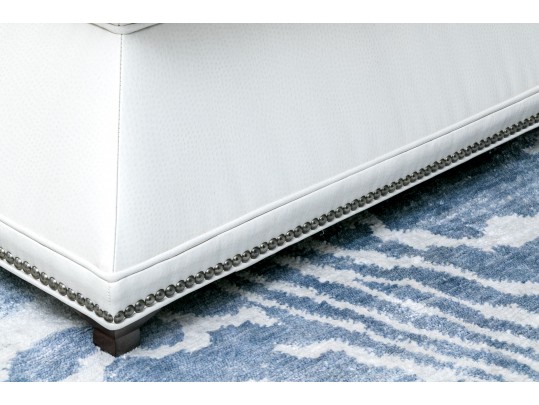 Hickory Chair Serge White Leather Ottoman 