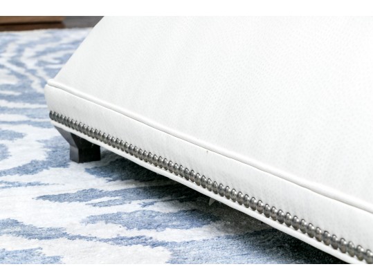 Hickory Chair Serge White Leather Ottoman 