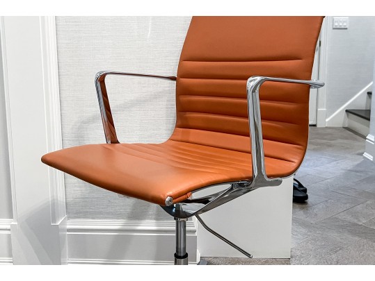 Channeled Cognac Vinyl/leather Office Chair