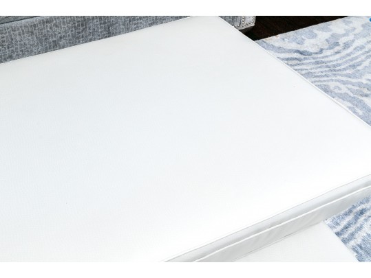 Hickory Chair Serge White Leather Ottoman 