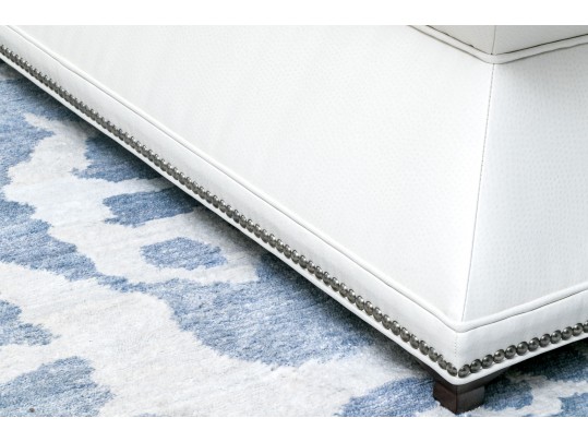 Hickory Chair Serge White Leather Ottoman 