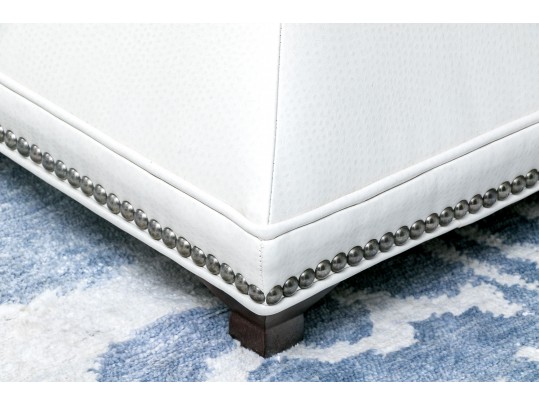 Hickory Chair Serge White Leather Ottoman 