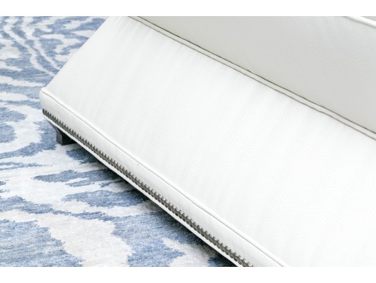 Hickory Chair Serge White Leather Ottoman 