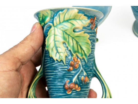 Four Roseville Pottery Bushberry Pottery Vessels
