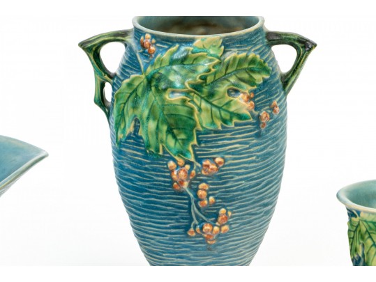 Four Roseville Pottery Bushberry Pottery Vessels