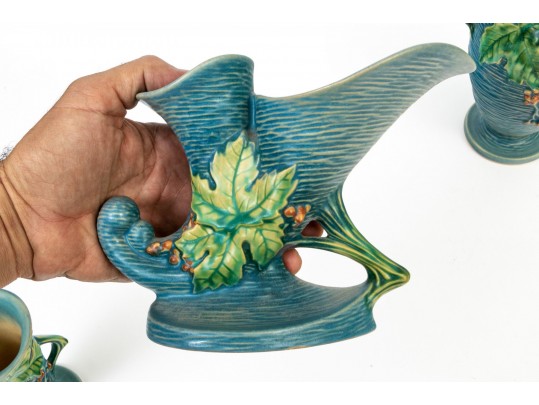 Four Roseville Pottery Bushberry Pottery Vessels