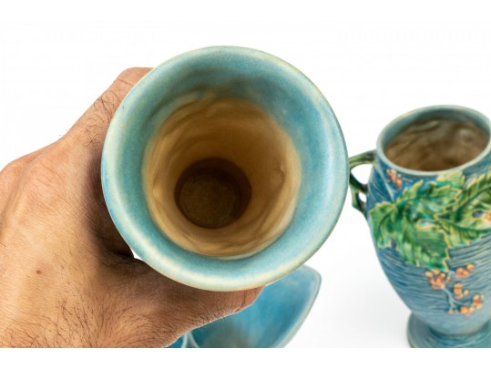 Four Roseville Pottery Bushberry Pottery Vessels