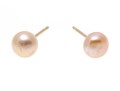 10k Yellow Gold Pinkish-White Cultured Freshwater Button Pearl Earrings