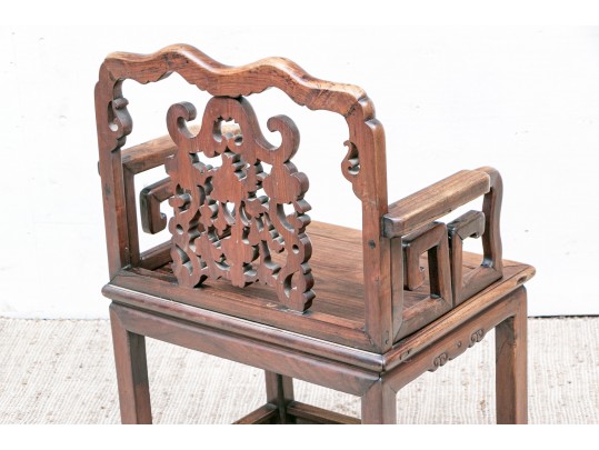 Heavy Antique Chinese Carved Rosewood Armchair 