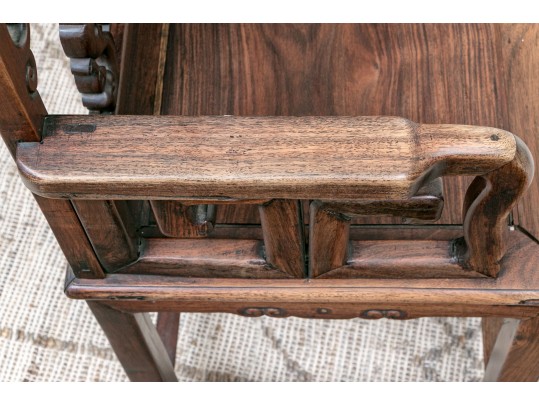Heavy Antique Chinese Carved Rosewood Armchair 