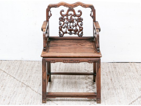 Heavy Antique Chinese Carved Rosewood Armchair 