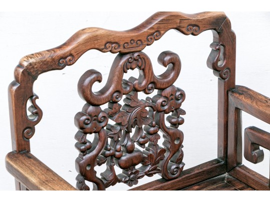 Heavy Antique Chinese Carved Rosewood Armchair 