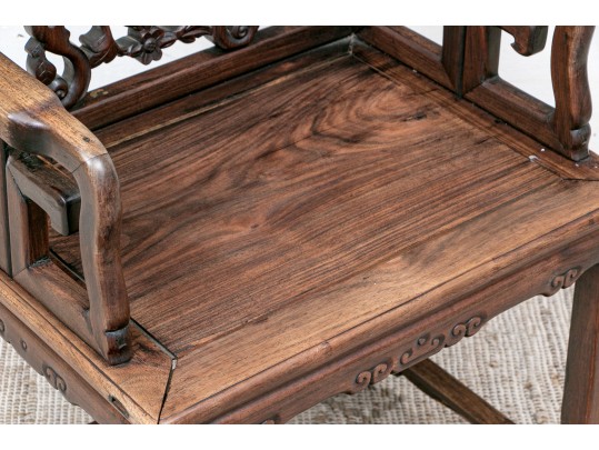 Heavy Antique Chinese Carved Rosewood Armchair 