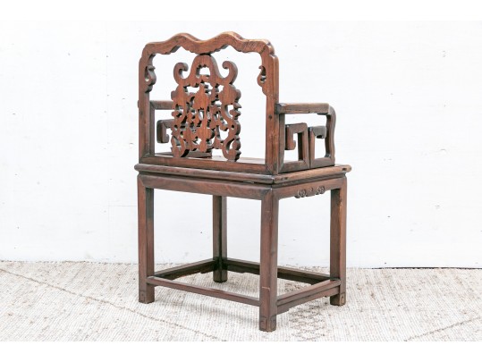Heavy Antique Chinese Carved Rosewood Armchair 