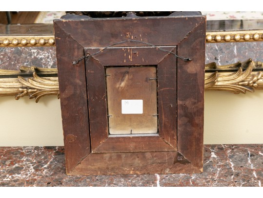 Antique German Hand Painted Porcelain Portrait Bust Plaque, Framed