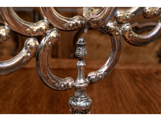 Marvelous Judaica Sterling Silver Hannukiah, 17.46 OZT.