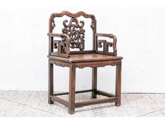 Heavy Antique Chinese Carved Rosewood Armchair 