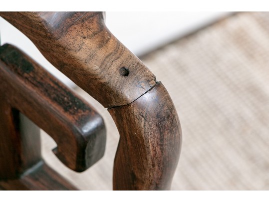 Heavy Antique Chinese Carved Rosewood Armchair 