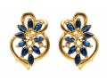 14K Radiating Sapphire And Diamond Earrings