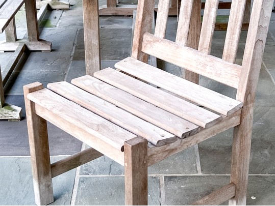Wood Classics Teak Table With Three Chairs And Bench
