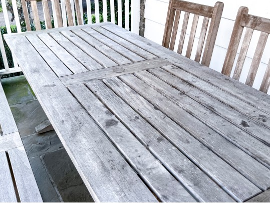 Wood Classics Teak Table With Three Chairs And Bench