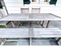 Wood Classics Teak Table With Three Chairs And Bench