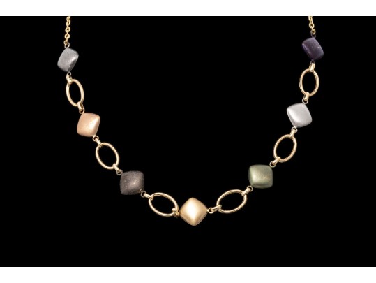 Unique 14K Multicolored Gold Chain Necklace
