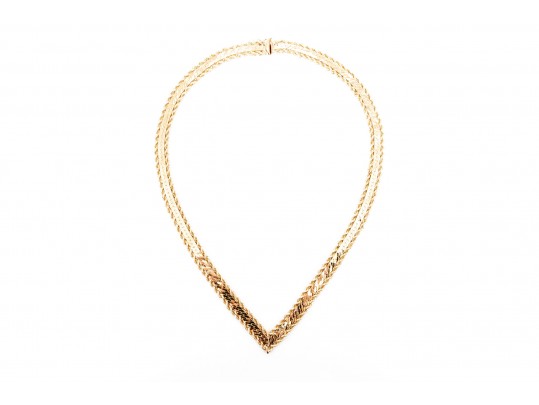 14K Herring Bone Chevron Chain Neckllace